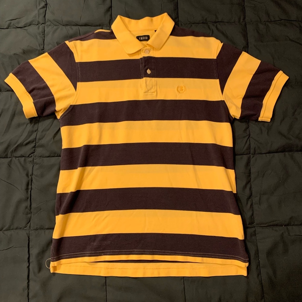 Yellow and Blue Striped Collared T-Shirt